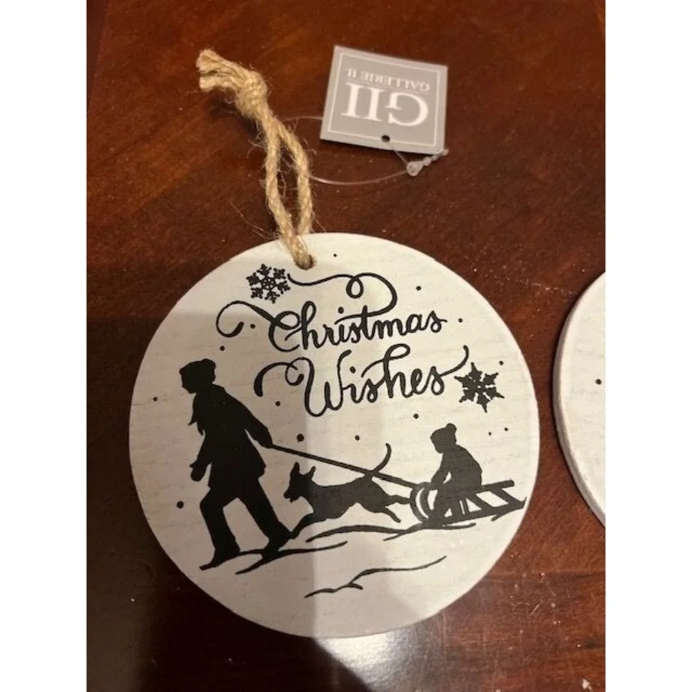 Christmas Wishes Joy to the World Wooden Ornaments‎ rustic holiday decor